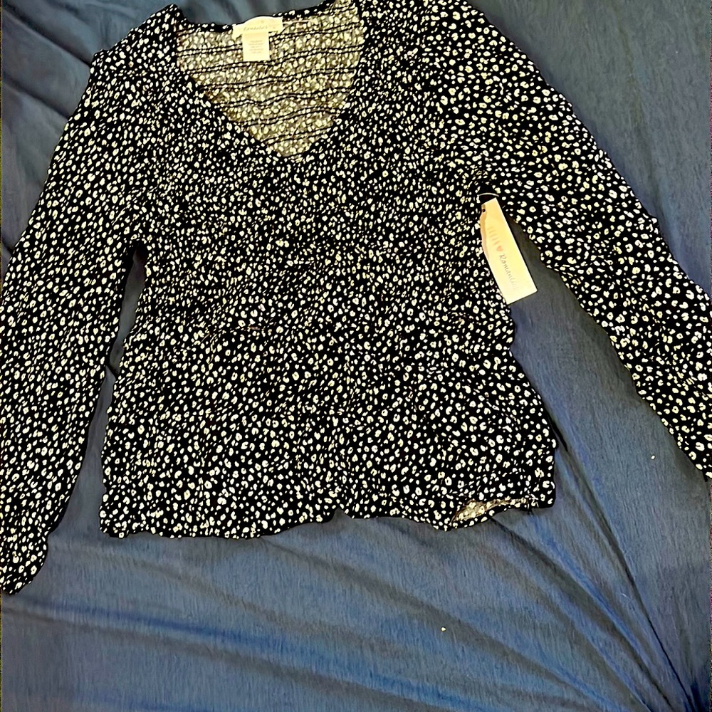 Urban romantics blouse black and white animal print new with tags